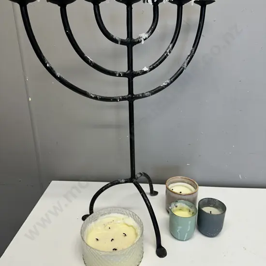 Black Candelabra & Assorted Candles